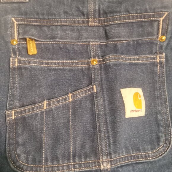 Carhartt Men's Loose Fit Bib Overalls OR4672-M Blue Denim 104672DST - Picture 6 of 6